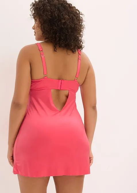 Babydoll en mati&egrave;re brillante avec broderie florale m&eacute;tallis&eacute;e, bonprix