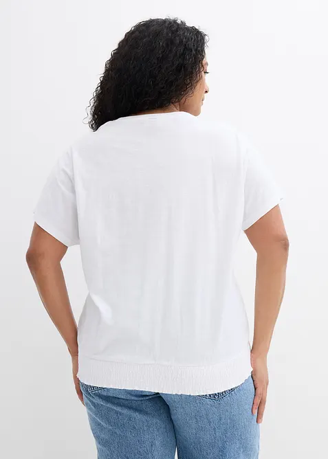 T-shirt en coton &agrave; base smock&eacute;e, bonprix