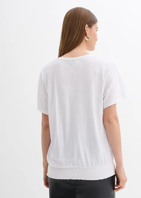 T-shirt en coton &agrave; base smock&eacute;e, bonprix