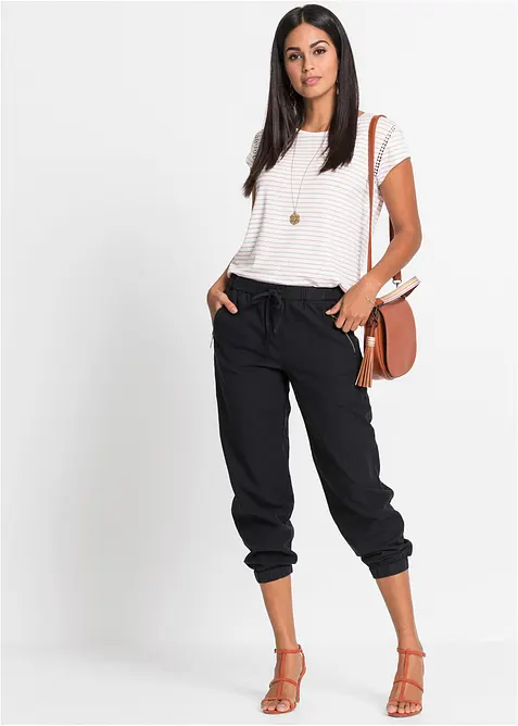 Pantalon 7/8 l&eacute;ger en lin et coton, bonprix
