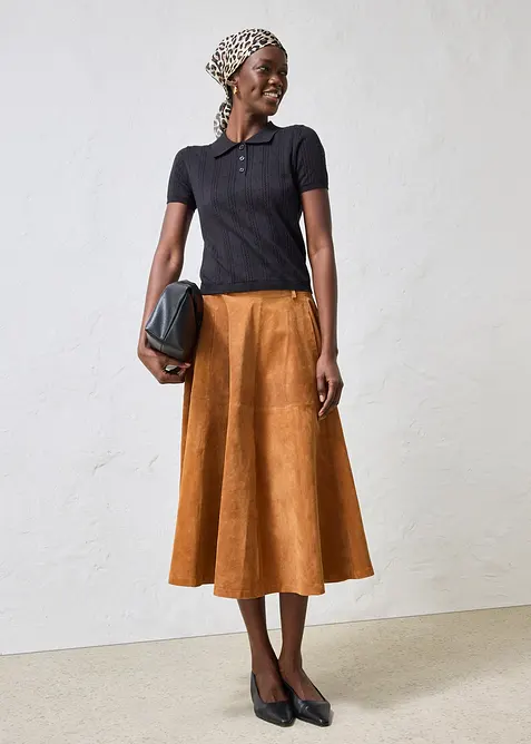 Pull ajour&eacute; en coton et soie, bonprix