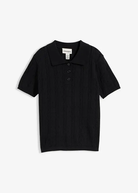 Pull ajour&eacute; en coton et soie, bonprix