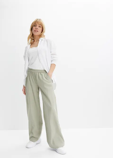 Pantalon palazzo en lin m&eacute;lang&eacute;, bonprix