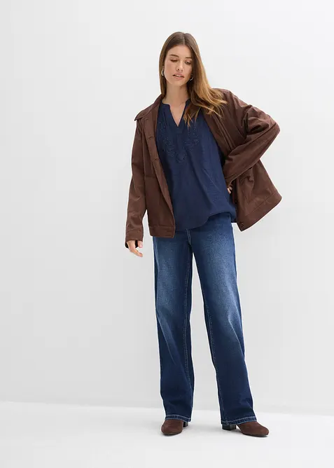 Blouse manches courtes, effet froiss&eacute;, bonprix