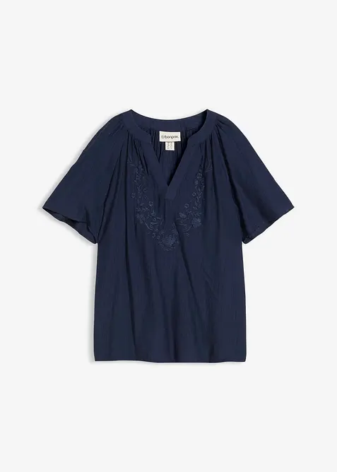 Blouse manches courtes, effet froiss&eacute;, bonprix