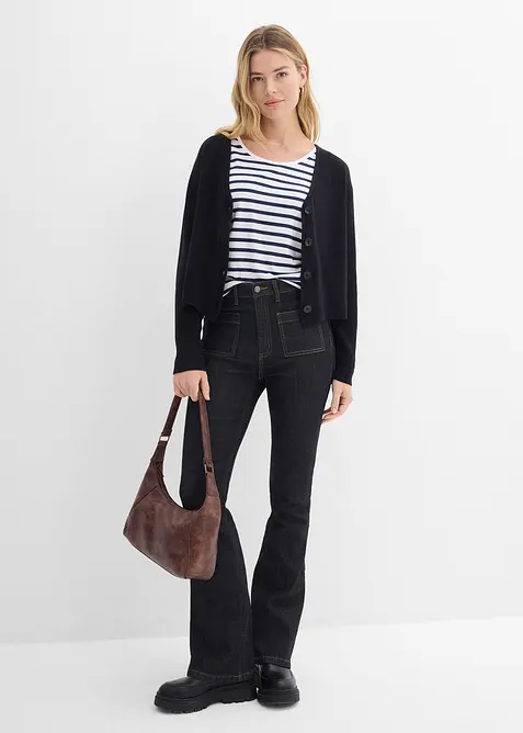 Gilet court en maille 100% coton, bonprix