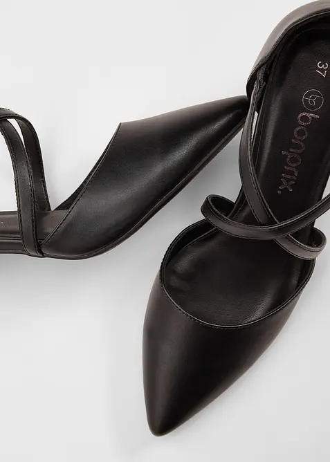 Escarpins &agrave; brides crois&eacute;es et talon fin, bonprix