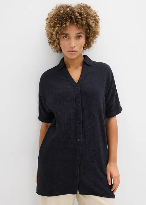 Chemisier long, oversize et doux en gaze de coton, bonprix