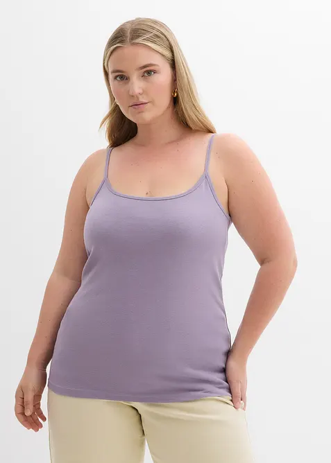 Lot de 3 tops &agrave; bretelles spaghetti 100% coton, bonprix