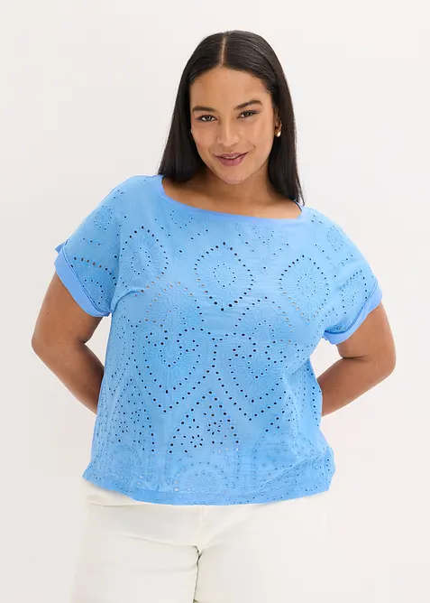T-shirt &agrave; broderies anglaises, bonprix