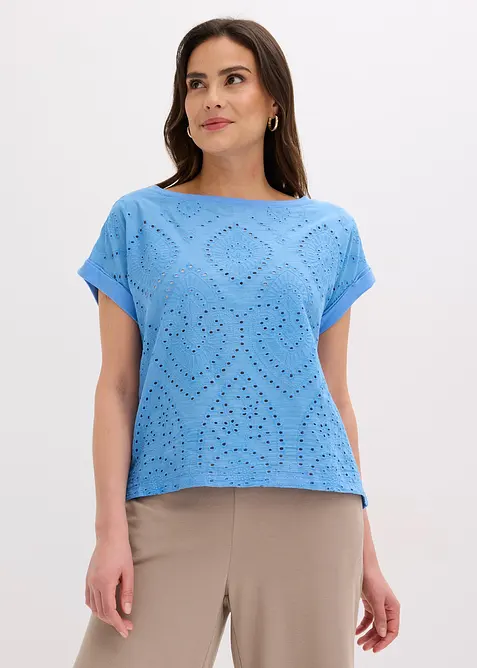 T-shirt &agrave; broderies anglaises, bonprix