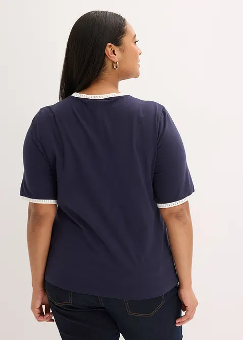 T-shirt &agrave; liser&eacute;s en dentelle, bonprix