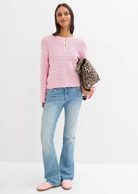 Pull ajour&eacute; oversize 100% coton, bonprix