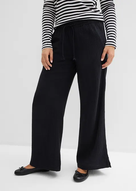 Pantalon palazzo l&eacute;ger en gaze de coton, bonprix