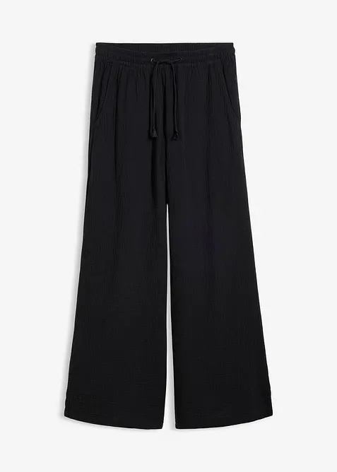 Pantalon palazzo l&eacute;ger en gaze de coton, bonprix