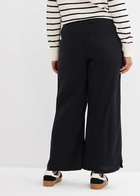 Pantalon palazzo l&eacute;ger en gaze de coton, bonprix