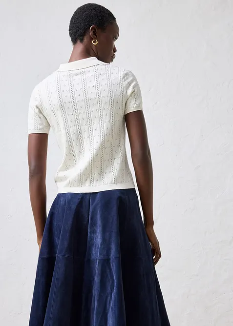 Pull ajour&eacute; en coton et soie, bonprix