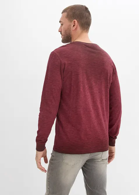 T-shirt manches longues &agrave; col tunisien, 100% coton, bonprix