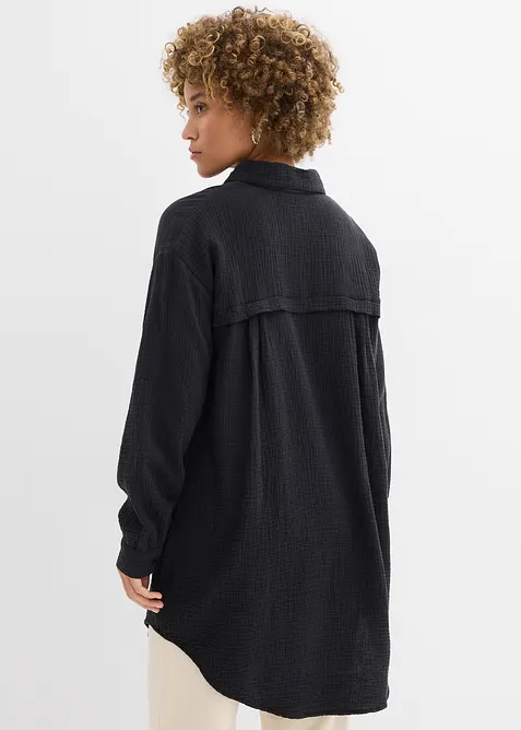Chemisier long oversize en gaze de coton, bonprix