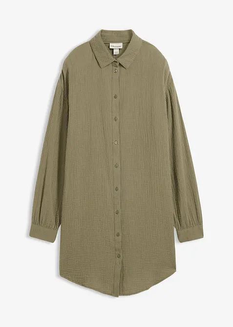 Chemisier long oversize en gaze de coton, bonprix