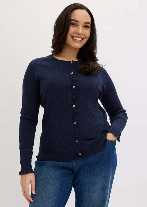 Gilet en maille ajour&eacute;e, bonprix