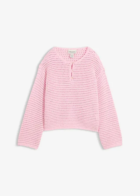 Pull ajour&eacute; oversize 100% coton, bonprix