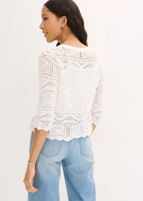 Gilet en maille ajour&eacute;e &agrave; nouer, bonprix