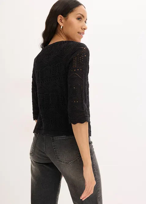 Gilet en maille ajour&eacute;e &agrave; nouer, bonprix