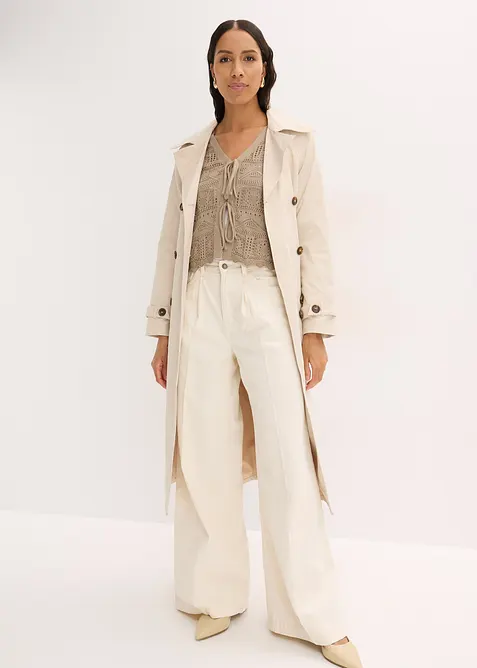 Gilet en maille ajour&eacute;e &agrave; nouer, bonprix