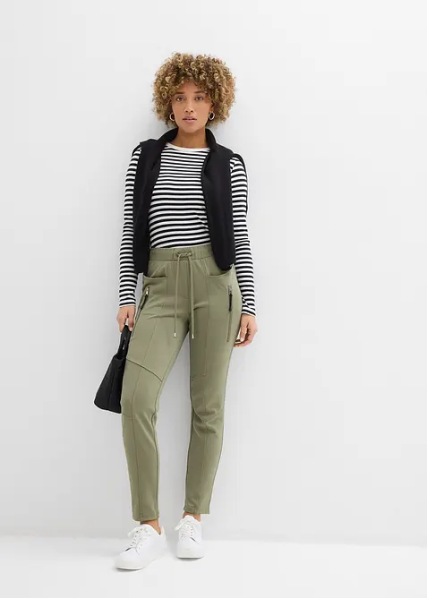 Pantalon &agrave; taille &eacute;lastiqu&eacute;e en Punto di Roma confortable, bonprix