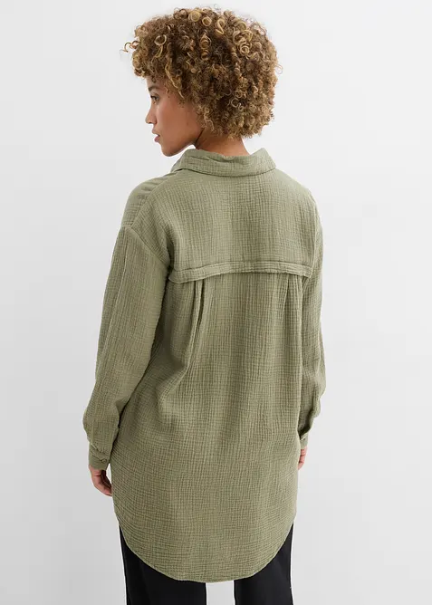 Chemisier long oversize en gaze de coton, bonprix