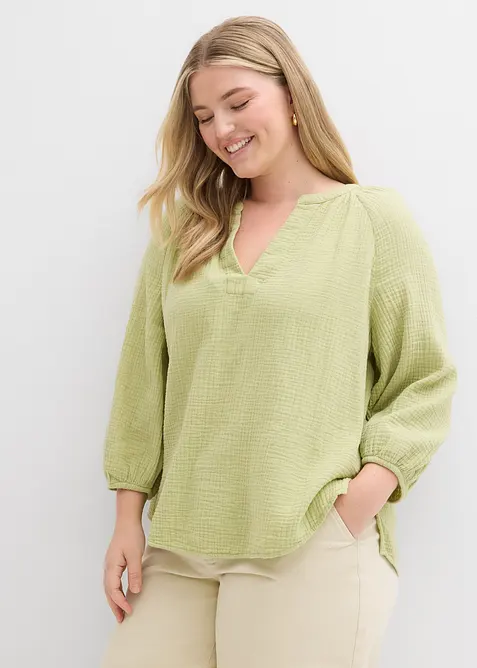 Blouse oversize en gaze de coton, bonprix