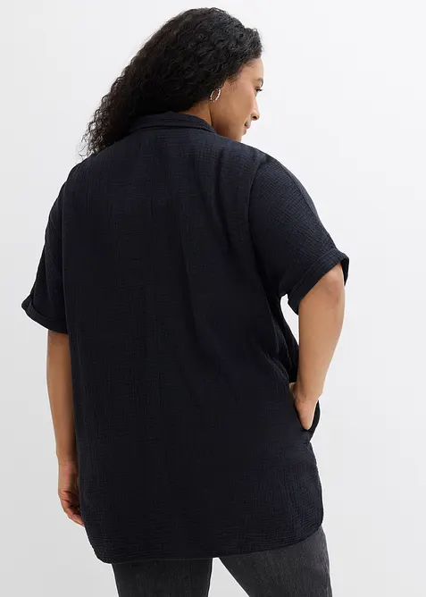 Chemisier long, oversize et doux en gaze de coton, bonprix