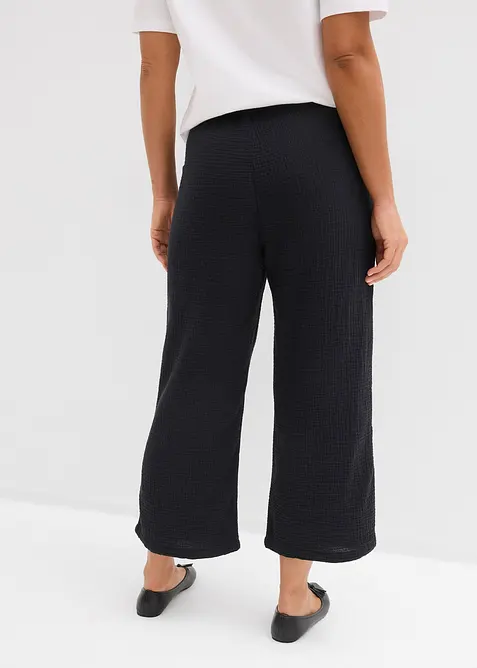 Pantalon large &agrave; pinces en gaze de coton, bonprix