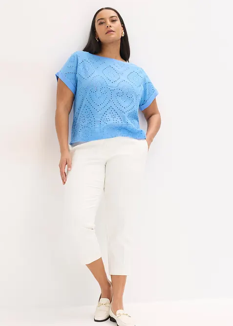 T-shirt &agrave; broderies anglaises, bonprix