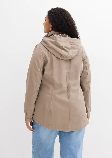 Parka de mi-saison en coton avec capuche imprim&eacute;e, bonprix