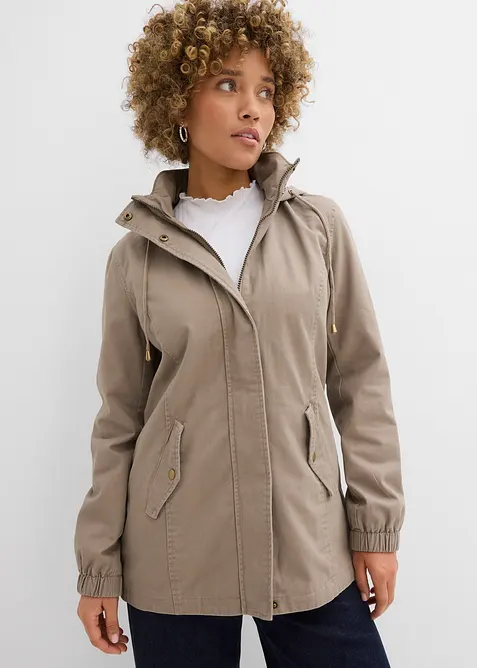 Parka de mi-saison en coton avec capuche imprim&eacute;e, bonprix