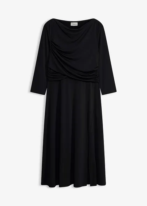 Robe midi drap&eacute;e &agrave; manches 3/4, bonprix