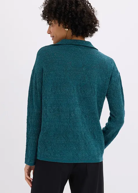 Gilet en maille ajour&eacute;e avec fil brillant, bonprix