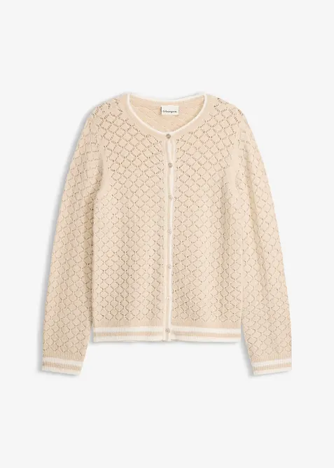 Gilet en maille poilue ajour&eacute;e, bonprix