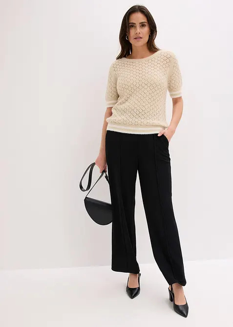 Pull ajour&eacute; en maille poilue, bonprix