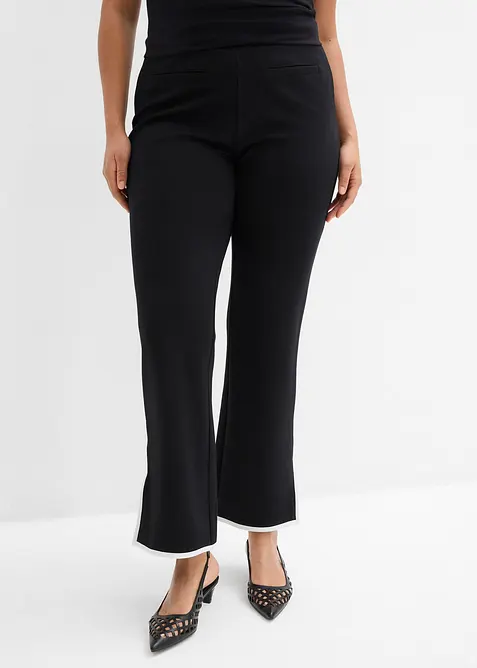 Pantalon en Punto di Roma avec fentes contrastantes, bonprix