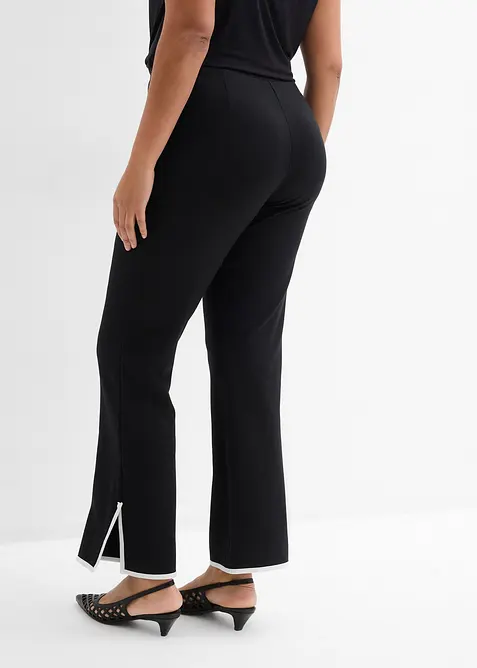 Pantalon en Punto di Roma avec fentes contrastantes, bonprix