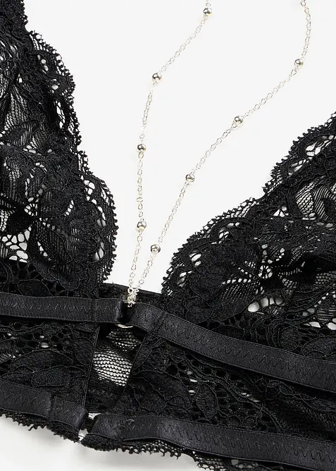 Soutien-gorge et string &agrave; lani&egrave;res ouvert (ens. 2&nbsp;pces), bonprix