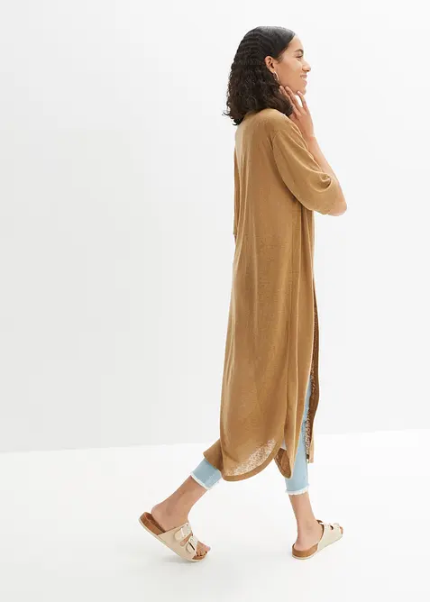 Long gilet en maille aspect lin, bonprix