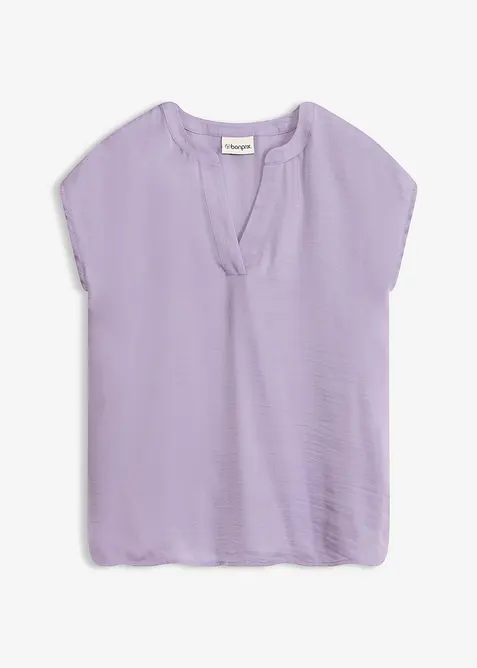 Blouse manches courtes ample en satin avec &eacute;paules descendues, bonprix