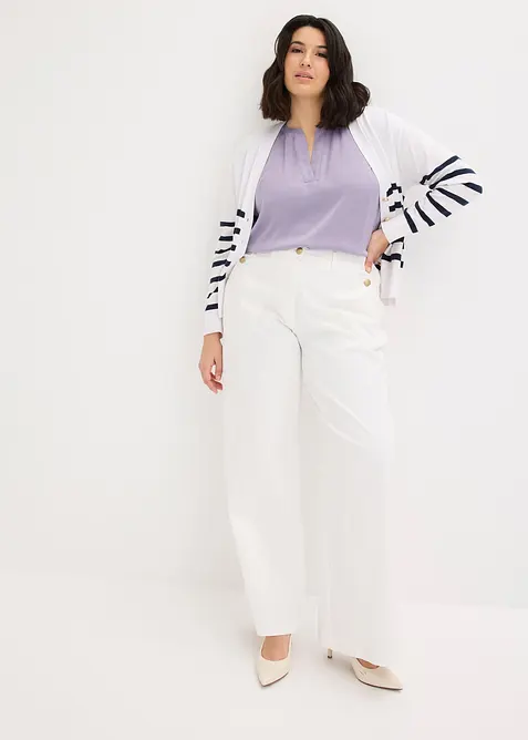 Blouse manches courtes ample en satin avec &eacute;paules descendues, bonprix