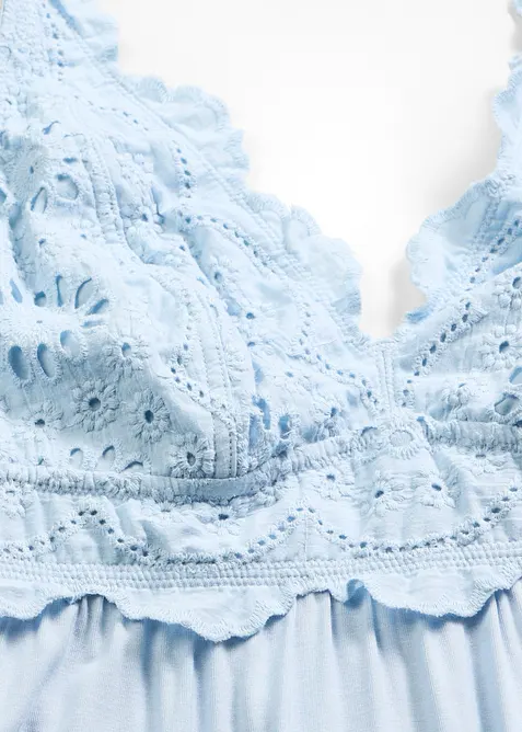 Nuisette en viscose avec broderies anglaises, bonprix