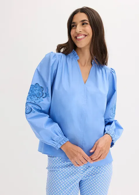 Tunique en coton &agrave; broderie ajour&eacute;e, bonprix