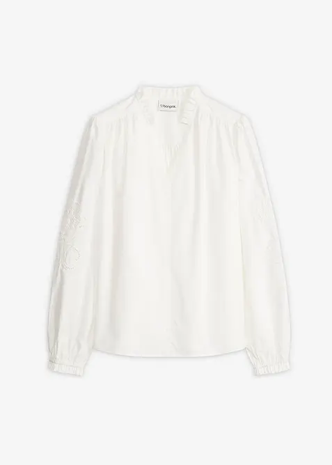 Tunique en coton &agrave; broderie ajour&eacute;e, bonprix